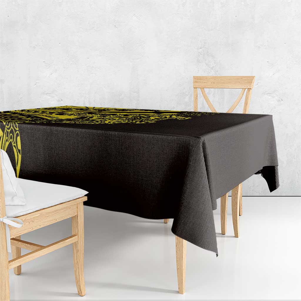 Yellow Marquesas Islands Tablecloth Marquesan Matatiki Hammerhead Shark Patutiki - Polynesian Pride