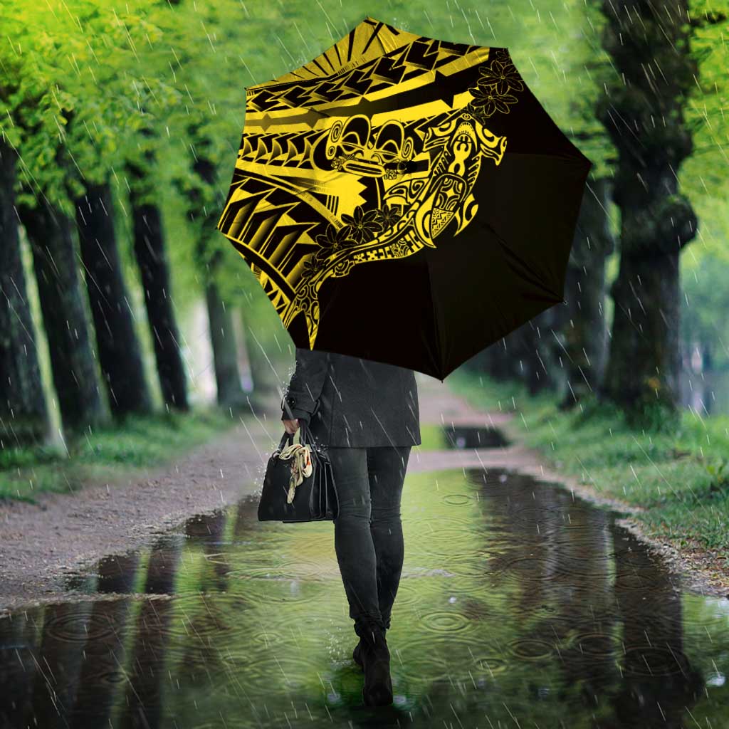 Yellow Marquesas Islands Umbrella Marquesan Matatiki Hammerhead Shark Patutiki LT14 - Polynesian Pride
