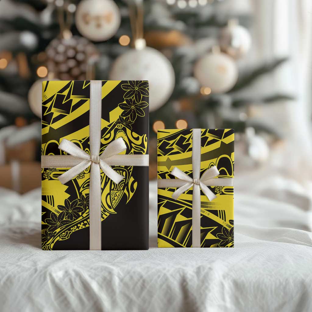 Yellow Marquesas Islands Wrapping Paper Marquesan Matatiki Hammerhead Shark Patutiki - Polynesian Pride