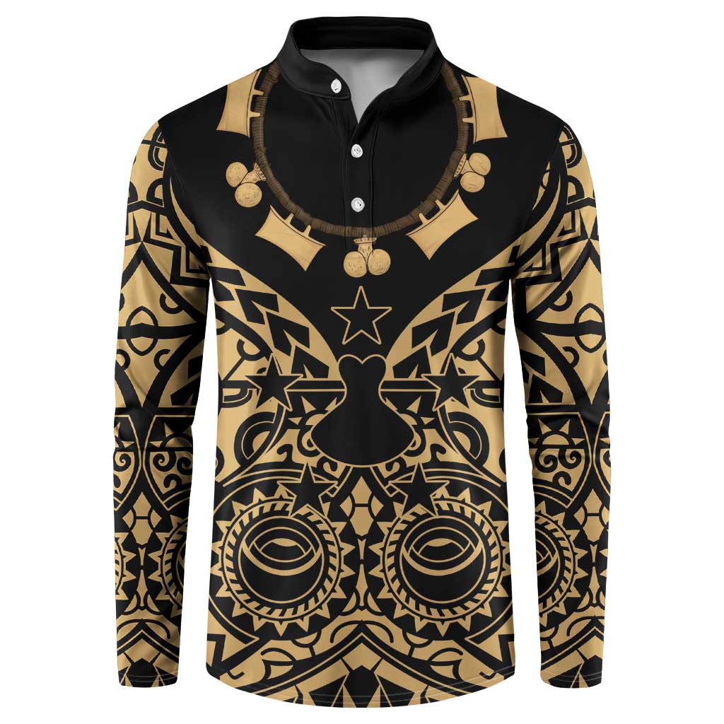 Austral Islands Button Sweatshirt Tuhaa Pae Penu Stars Necklace Gold LT14 Gold - Polynesian Pride
