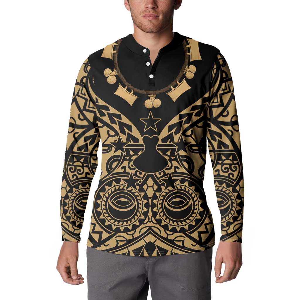 Austral Islands Button Sweatshirt Tuhaa Pae Penu Stars Necklace Gold LT14 - Polynesian Pride