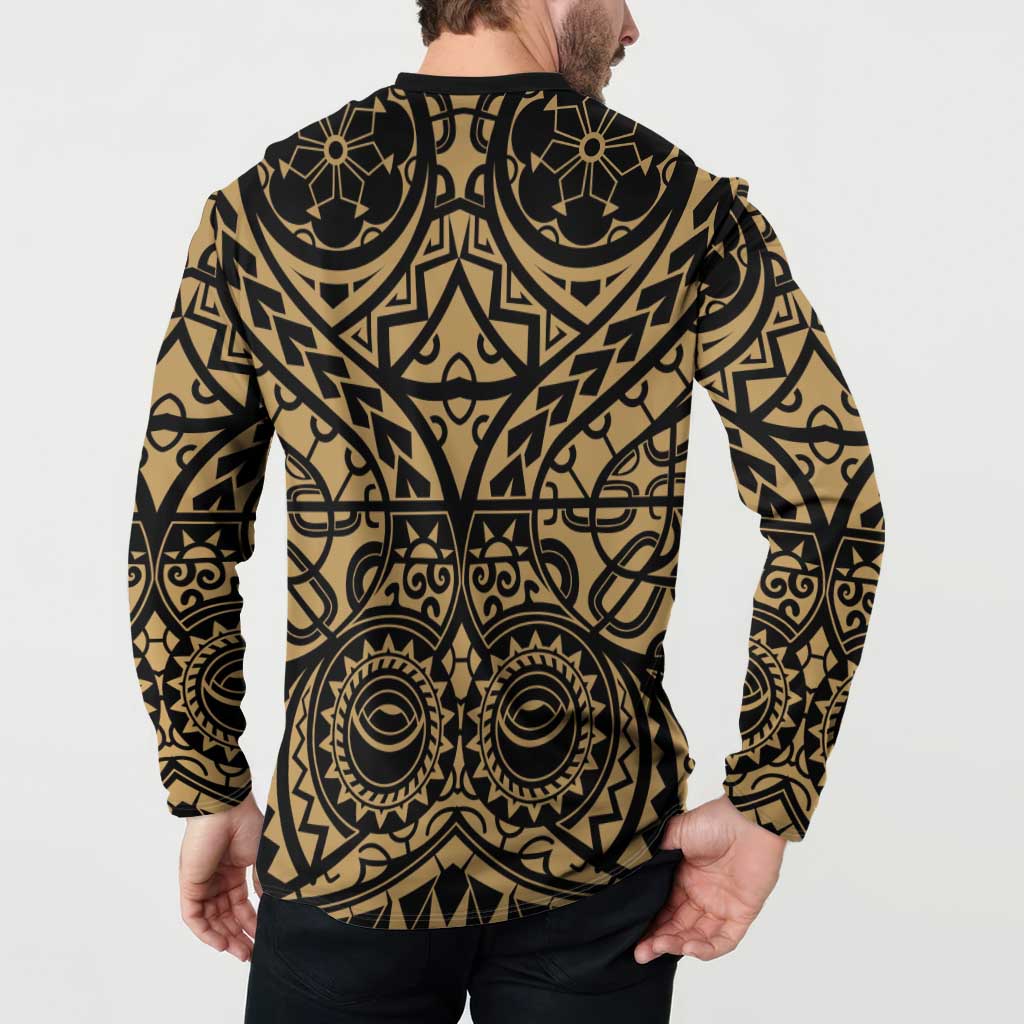 Austral Islands Button Sweatshirt Tuhaa Pae Penu Stars Necklace Gold LT14 - Polynesian Pride
