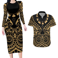 Austral Islands Couples Matching Long Sleeve Bodycon Dress and Hawaiian Shirt Tuhaa Pae Penu Stars Necklace Gold LT14 Gold - Polynesian Pride