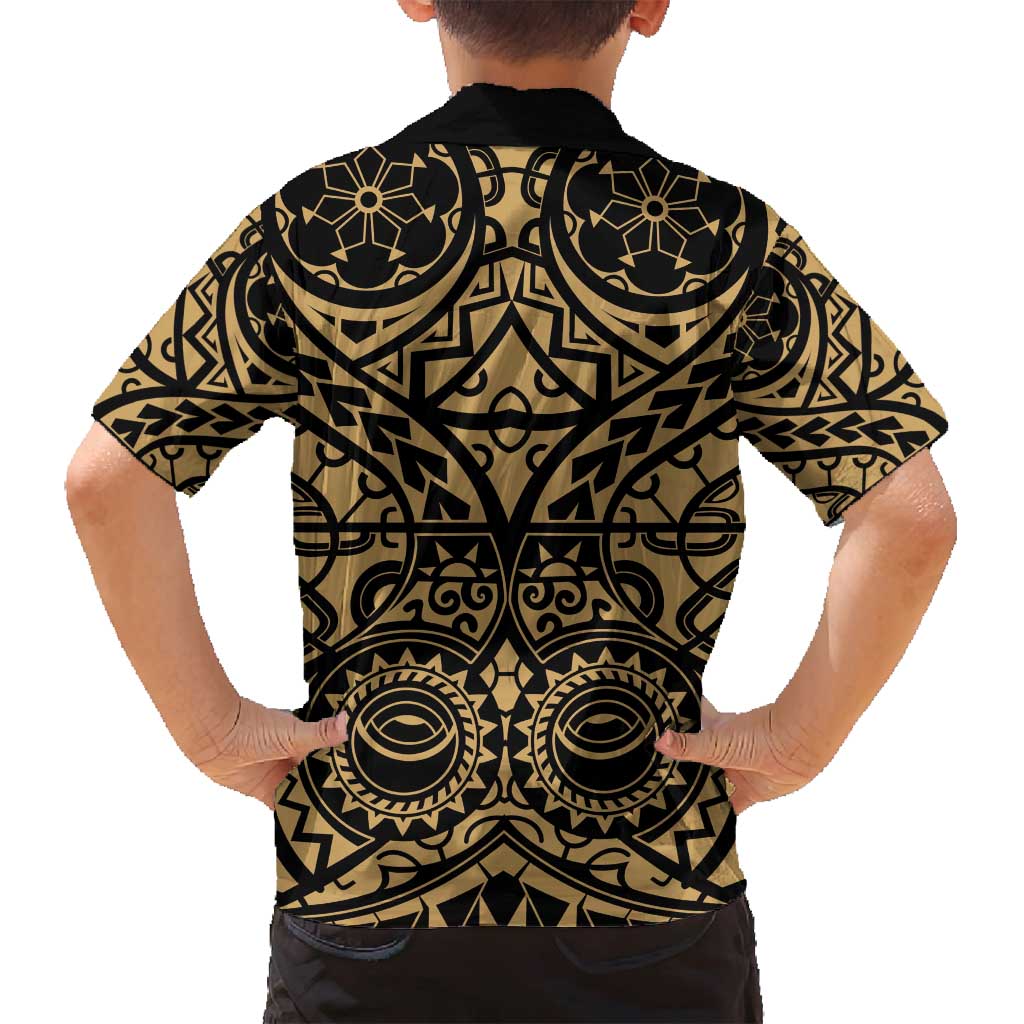 Austral Islands Family Matching Long Sleeve Bodycon Dress and Hawaiian Shirt Tuhaa Pae Penu Stars Necklace Gold LT14 - Polynesian Pride