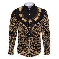 Austral Islands Family Matching Mermaid Dress and Hawaiian Shirt Tuhaa Pae Penu Stars Necklace Gold LT14 Dad's Shirt - Long Sleeve Gold - Polynesian Pride