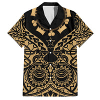 Austral Islands Family Matching Off The Shoulder Long Sleeve Dress and Hawaiian Shirt Tuhaa Pae Penu Stars Necklace Gold LT14 Dad's Shirt - Short Sleeve Gold - Polynesian Pride