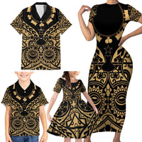 Austral Islands Family Matching Short Sleeve Bodycon Dress and Hawaiian Shirt Tuhaa Pae Penu Stars Necklace Gold LT14 - Polynesian Pride
