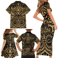 Austral Islands Family Matching Short Sleeve Bodycon Dress and Hawaiian Shirt Tuhaa Pae Penu Stars Necklace Gold LT14 - Polynesian Pride