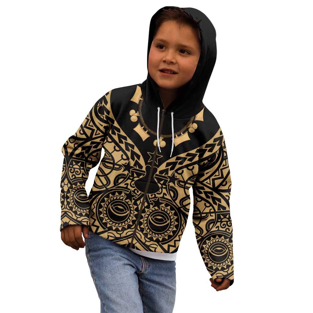 Austral Islands Kid Hoodie Tuhaa Pae Penu Stars Necklace Gold LT14 - Polynesian Pride