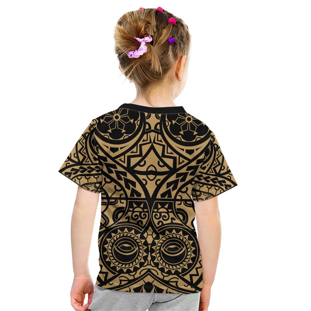 Austral Islands Kid T Shirt Tuhaa Pae Penu Stars Necklace Gold - Polynesian Pride