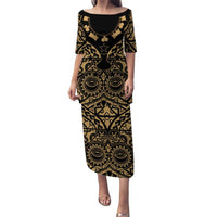 Austral Islands Puletasi Tuhaa Pae Penu Stars Necklace Gold LT14 Long Dress Gold - Polynesian Pride