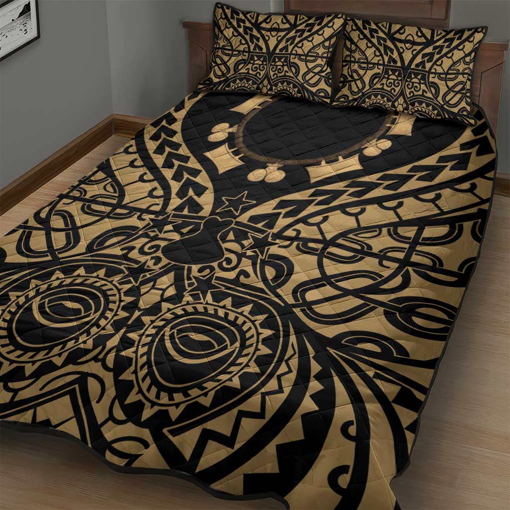 Austral Islands Quilt Bed Set Tuhaa Pae Penu Stars Necklace Gold LT14 - Polynesian Pride