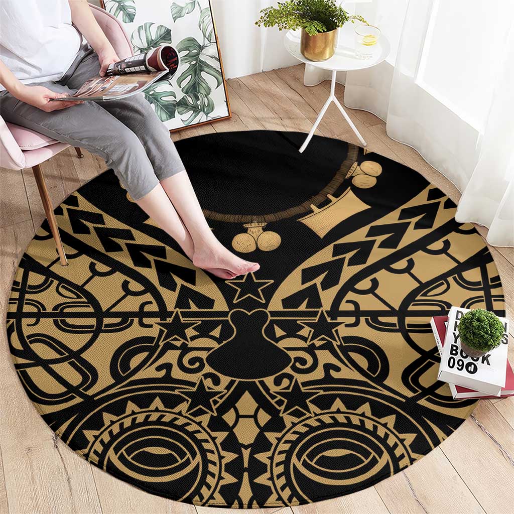 Austral Islands Round Carpet Tuhaa Pae Penu Stars Necklace Gold - Polynesian Pride