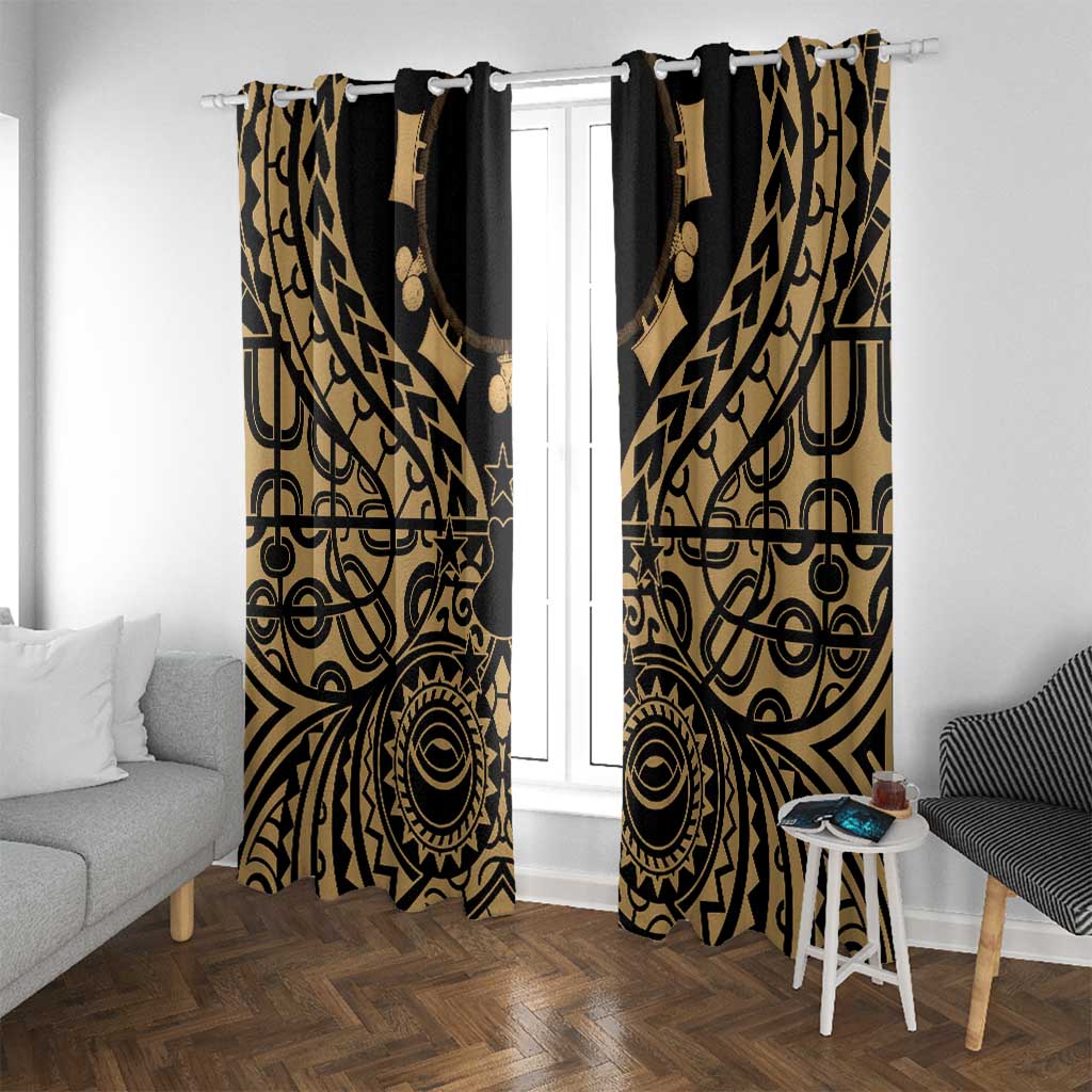 Austral Islands Window Curtain Tuhaa Pae Penu Stars Necklace Gold - Polynesian Pride