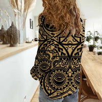 Austral Islands Women Casual Shirt Tuhaa Pae Penu Stars Necklace Gold LT14 - Polynesian Pride