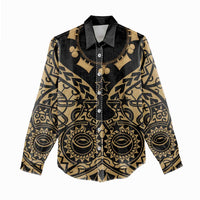 Austral Islands Women Casual Shirt Tuhaa Pae Penu Stars Necklace Gold LT14 - Polynesian Pride