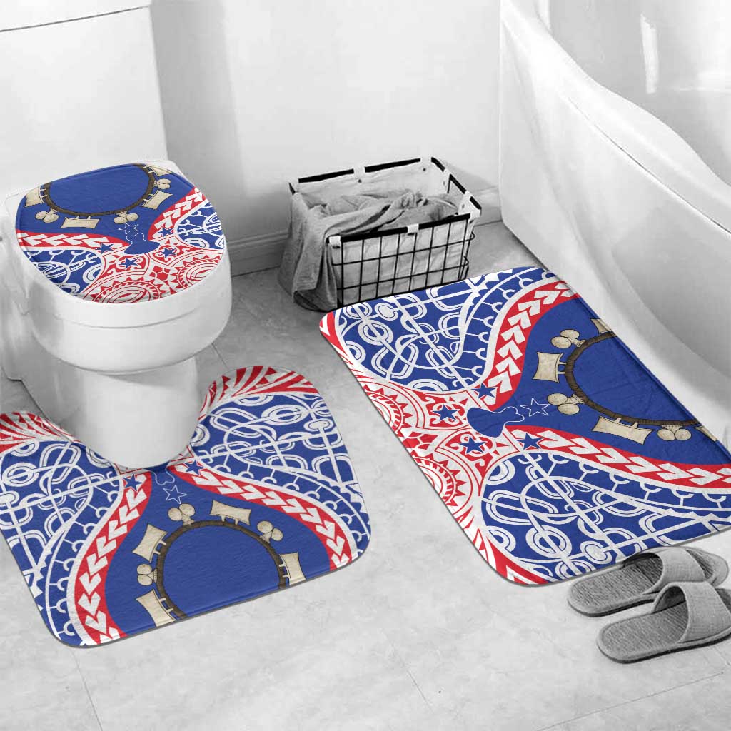 Austral Islands Bathroom Set Tuhaa Pae Penu Stars Necklace Red LT14 Mat Set Only (3 pcs) One Size Red - Polynesian Pride