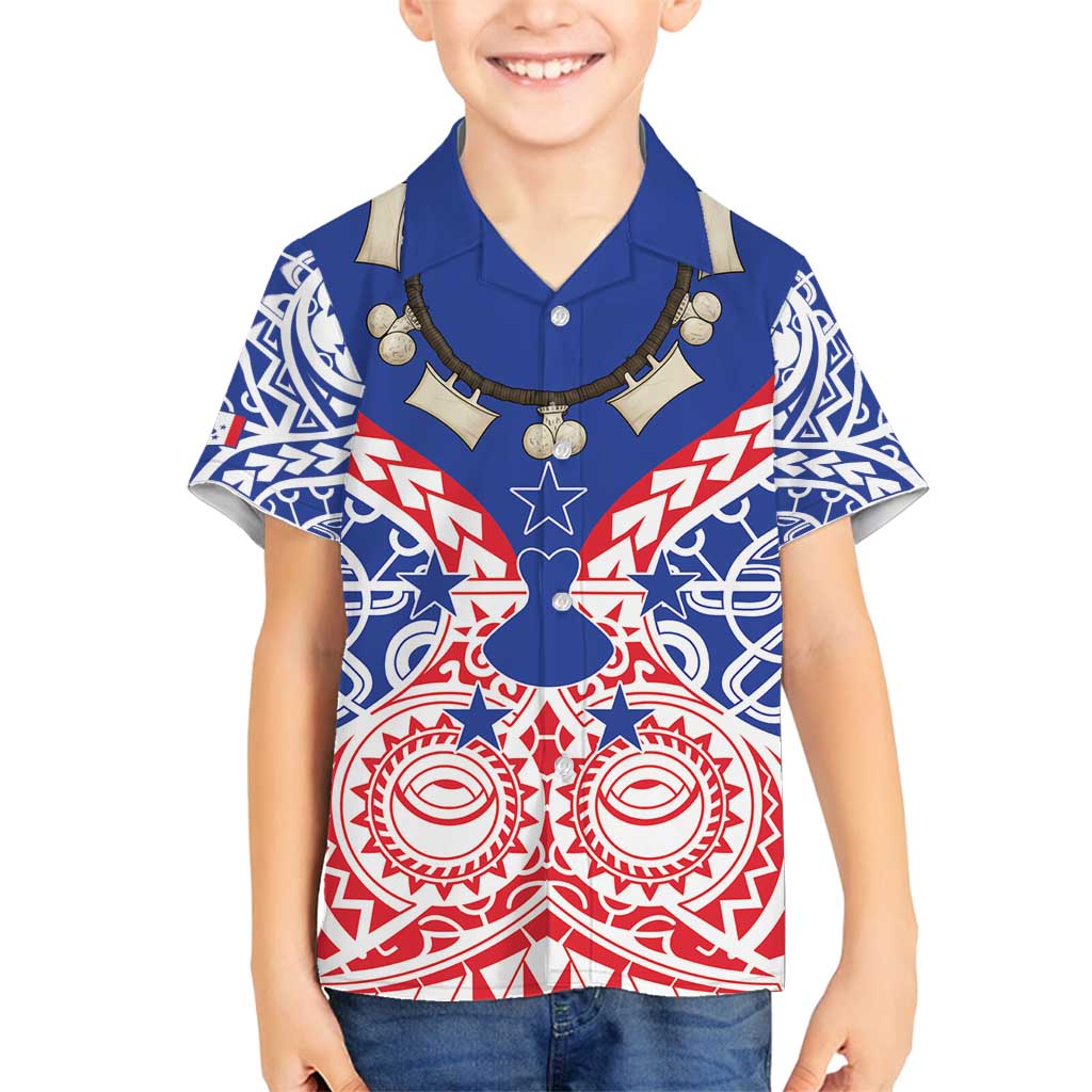 Austral Islands Family Matching Off Shoulder Maxi Dress and Hawaiian Shirt Tuhaa Pae Penu Stars Necklace Red LT14 Son's Shirt Red - Polynesian Pride