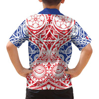 Austral Islands Family Matching Puletasi and Hawaiian Shirt Tuhaa Pae Penu Stars Necklace Red LT14 - Polynesian Pride