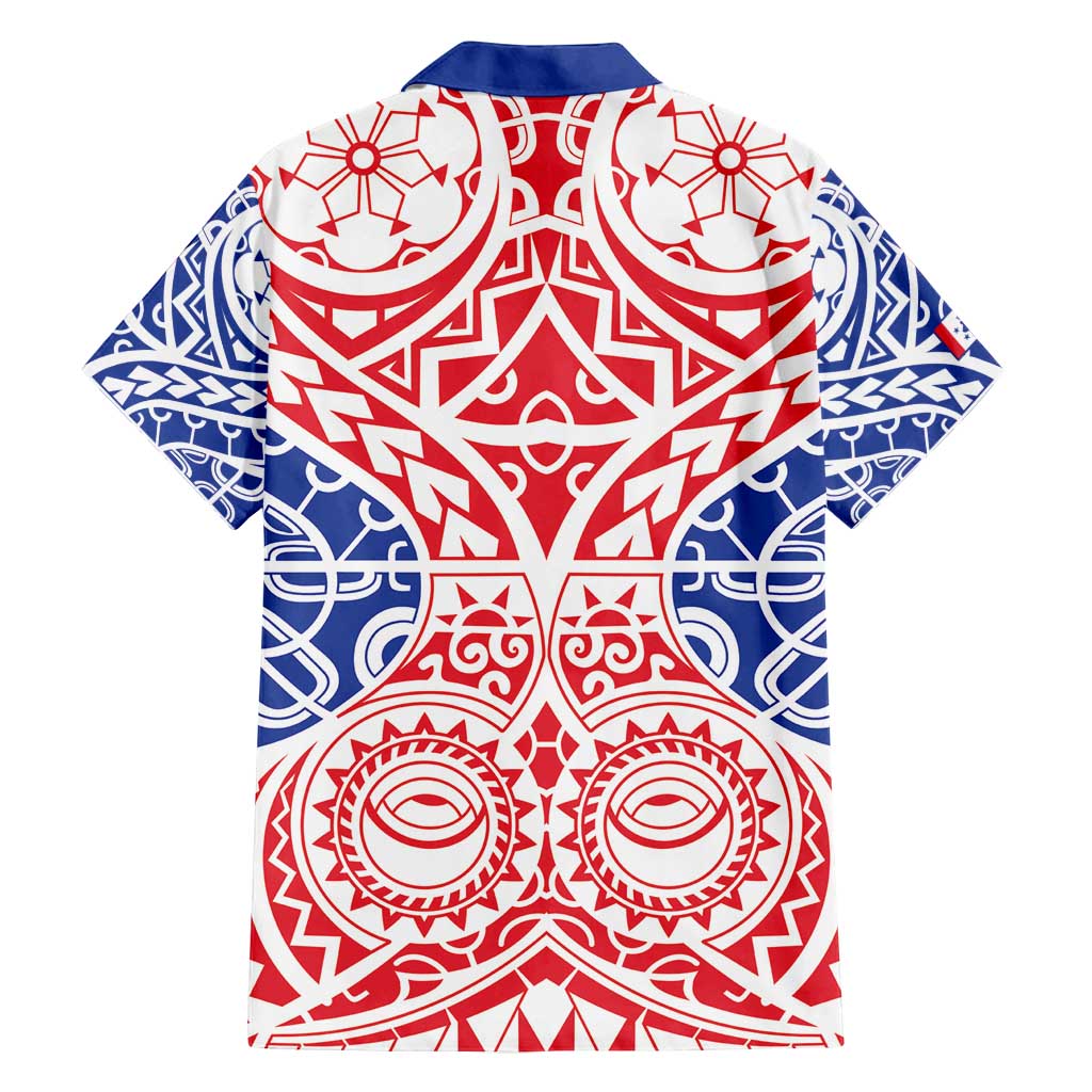 Austral Islands Family Matching Puletasi and Hawaiian Shirt Tuhaa Pae Penu Stars Necklace Red LT14 - Polynesian Pride