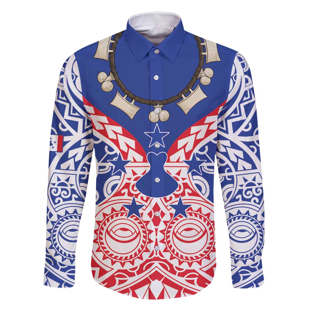 Austral Islands Family Matching Tank Maxi Dress and Hawaiian Shirt Tuhaa Pae Penu Stars Necklace Red LT14 Dad's Shirt - Long Sleeve Red - Polynesian Pride