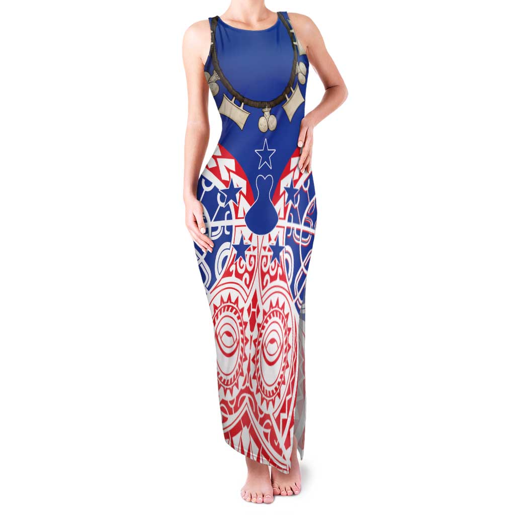 Austral Islands Family Matching Tank Maxi Dress and Hawaiian Shirt Tuhaa Pae Penu Stars Necklace Red LT14 Mom's Dress Red - Polynesian Pride