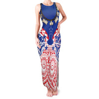 Austral Islands Family Matching Tank Maxi Dress and Hawaiian Shirt Tuhaa Pae Penu Stars Necklace Red LT14 Mom's Dress Red - Polynesian Pride