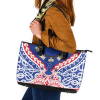 Austral Islands Leather Tote Bag Tuhaa Pae Penu Stars Necklace Red - Polynesian Pride