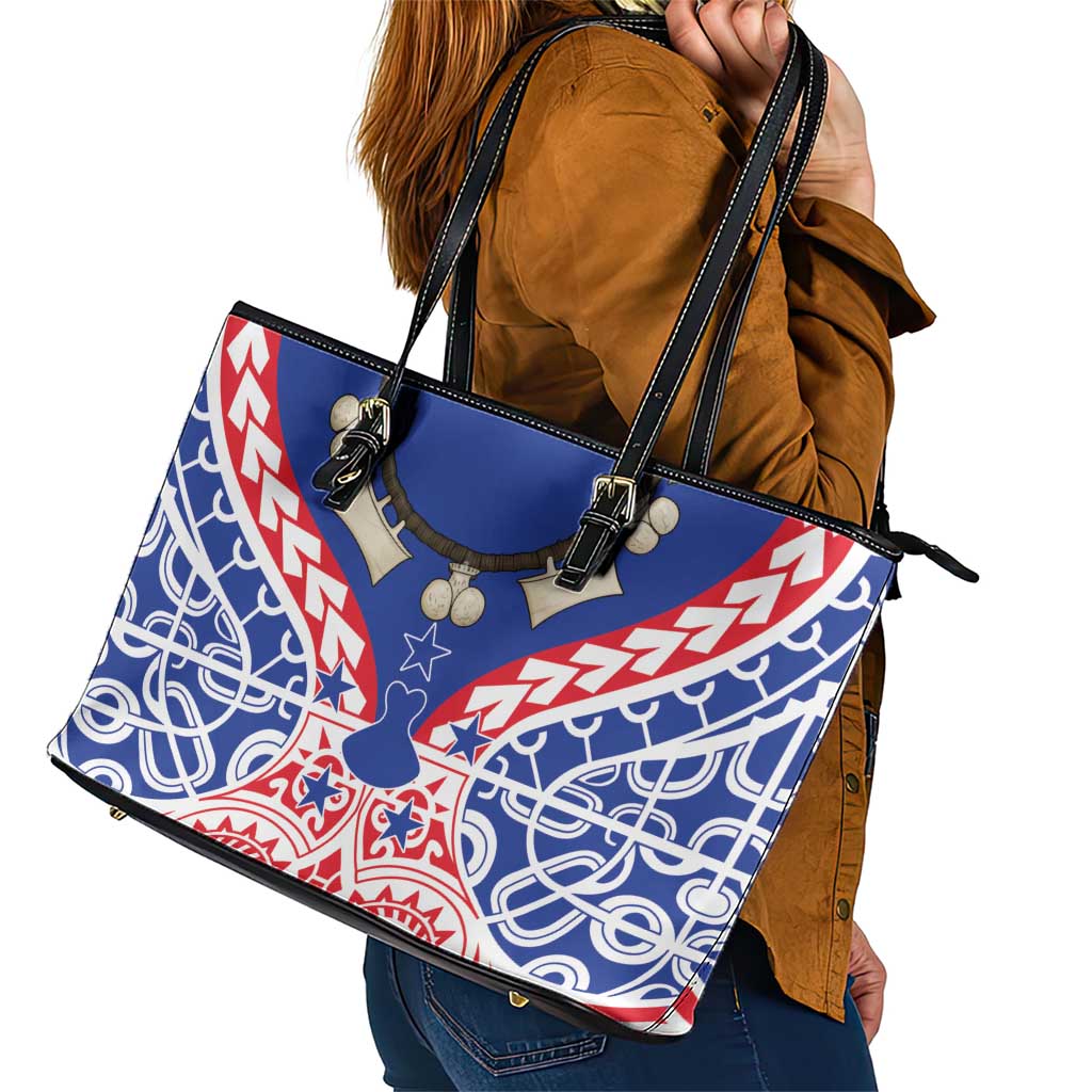 Austral Islands Leather Tote Bag Tuhaa Pae Penu Stars Necklace Red - Polynesian Pride