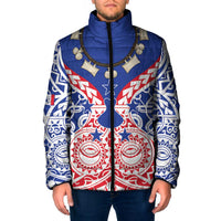Austral Islands Padded Jacket Tuhaa Pae Penu Stars Necklace Red LT14 Men Red - Polynesian Pride