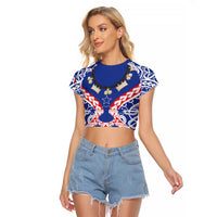 Austral Islands Raglan Cropped T Shirt Tuhaa Pae Penu Stars Necklace Red - Polynesian Pride
