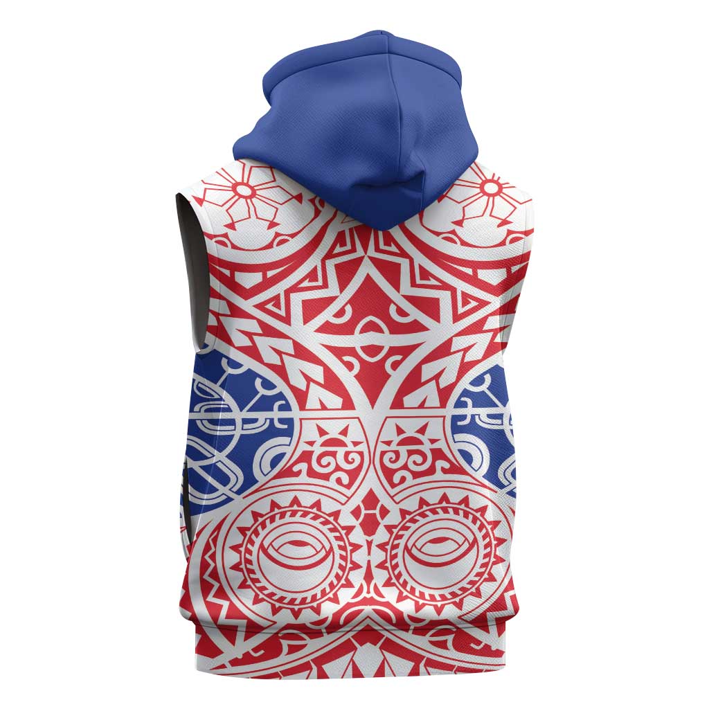 Austral Islands Sleeveless Hoodie Tuhaa Pae Penu Stars Necklace Red - Polynesian Pride
