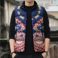 Austral Islands Sleeveless Puffer Jacket Tuhaa Pae Penu Stars Necklace Red - Polynesian Pride