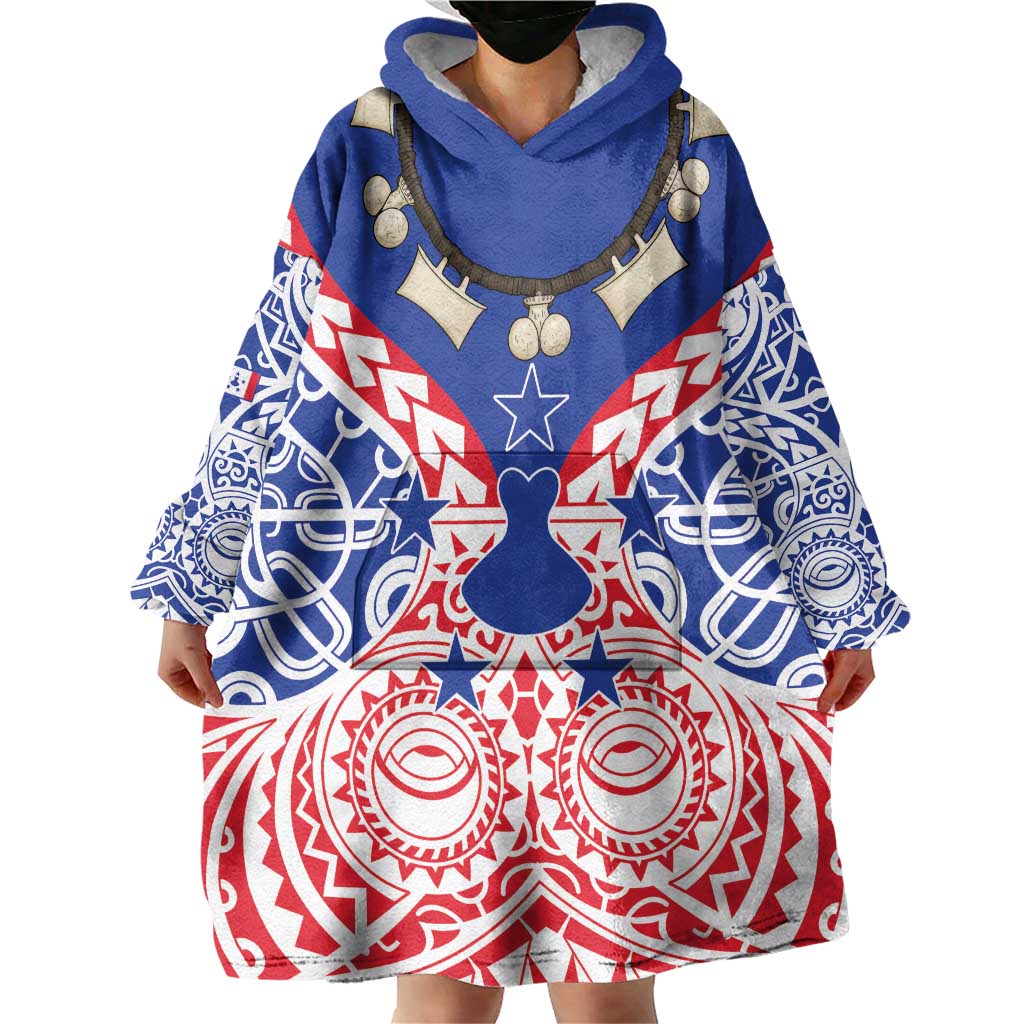 Austral Islands Wearable Blanket Hoodie Tuhaa Pae Penu Stars Necklace Red LT14 - Polynesian Pride