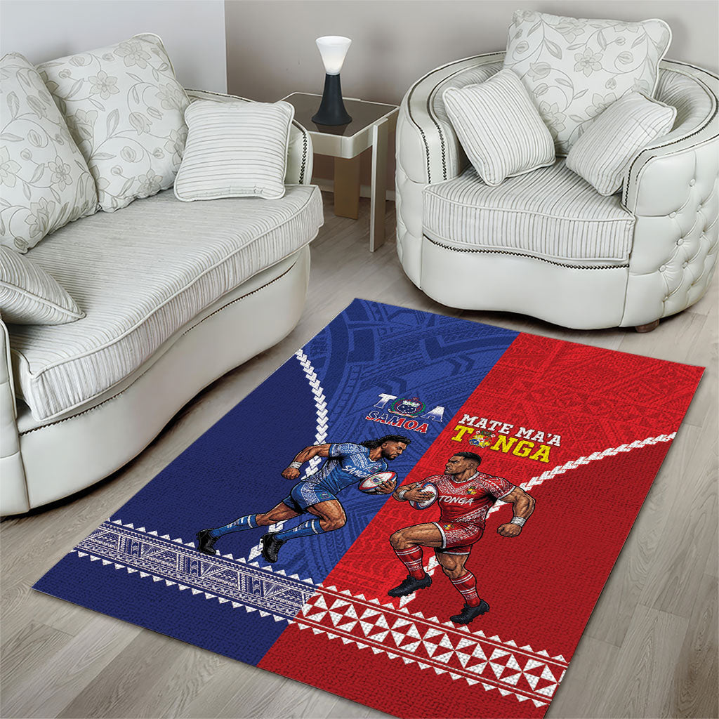 Toa Samoa Mate Ma'a Tonga Rugby Together Area Rug LT14 - Polynesian Pride