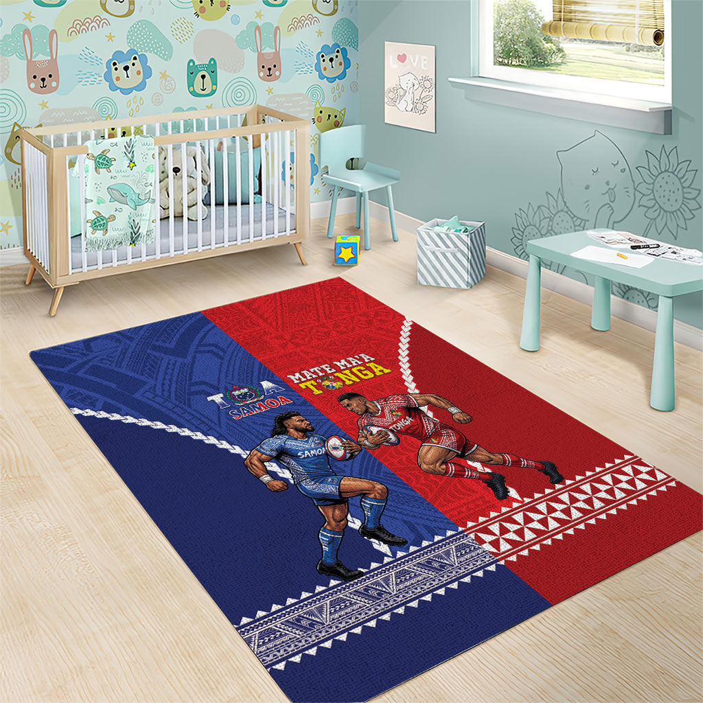 Toa Samoa Mate Ma'a Tonga Rugby Together Area Rug LT14 - Polynesian Pride