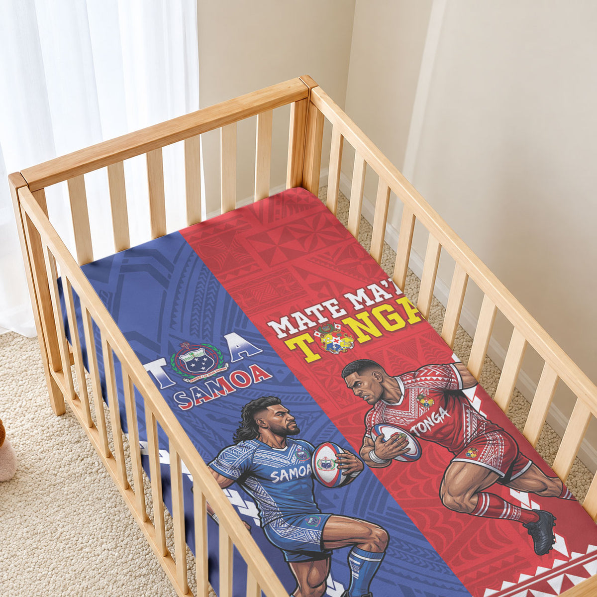 Toa Samoa Mate Ma'a Tonga Rugby Together Baby Bed Cover LT14 - Polynesian Pride