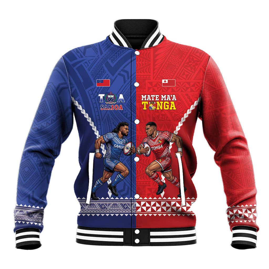 Toa Samoa Mate Ma'a Tonga Rugby Together Custom Baseball Jacket LT14 Unisex Multicolor - Polynesian Pride
