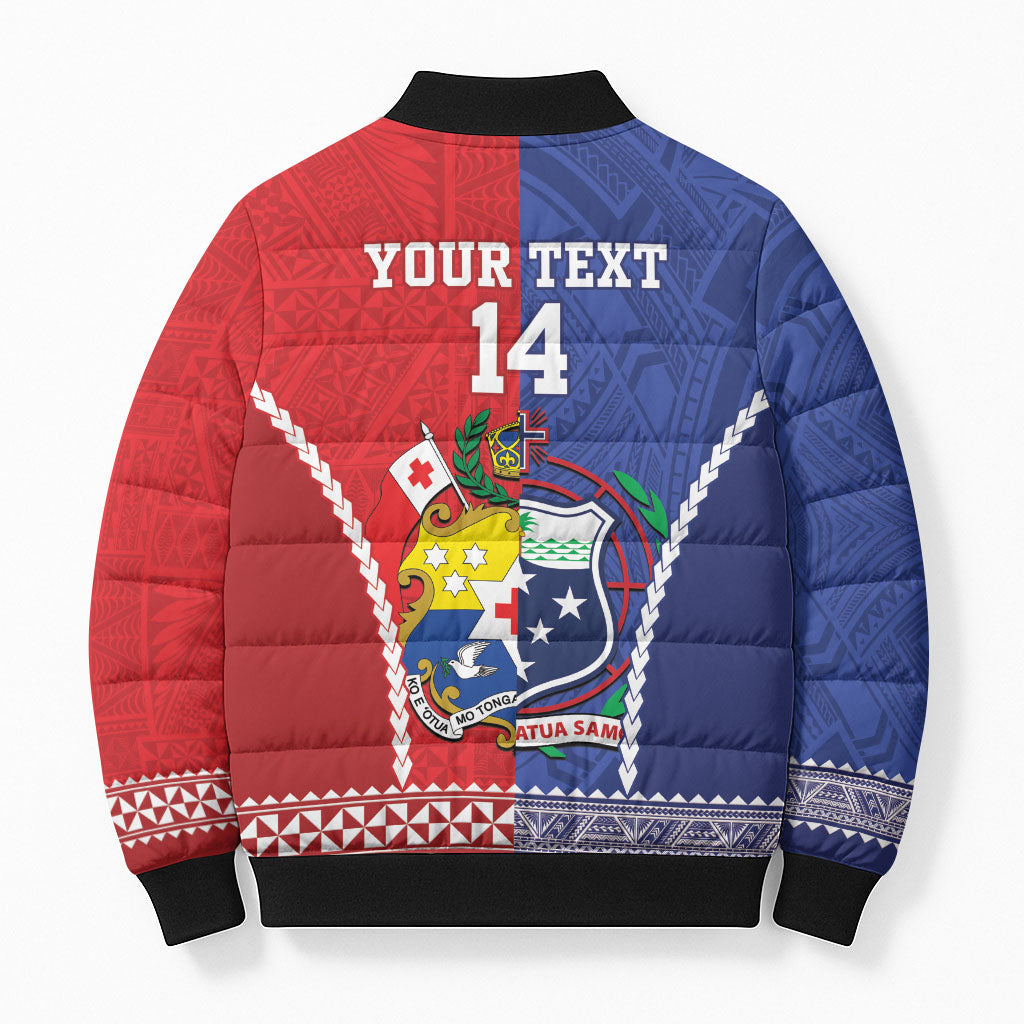 Toa Samoa Mate Ma'a Tonga Rugby Together Custom Bomber Puffer Jacket LT14 - Polynesian Pride
