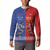 Toa Samoa Mate Ma'a Tonga Rugby Together Custom Button Sweatshirt LT14 - Polynesian Pride