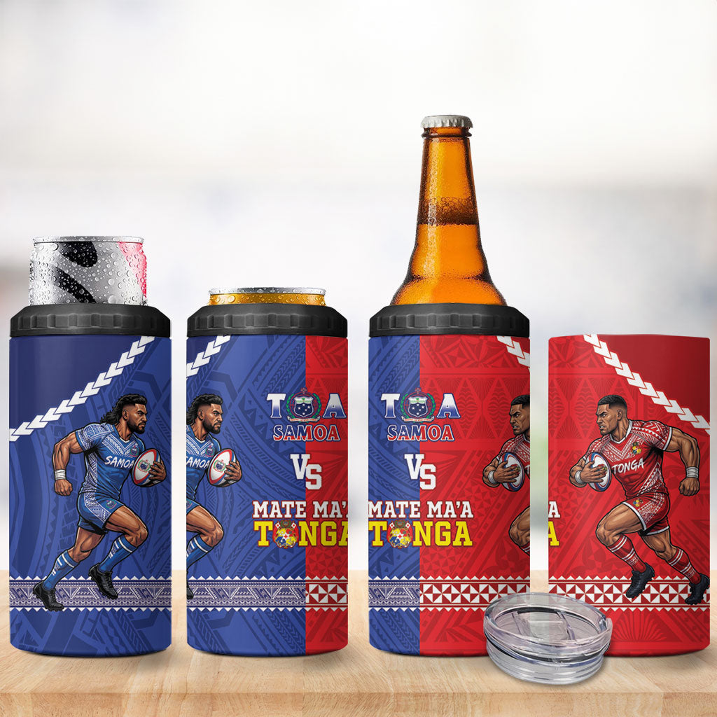 Toa Samoa Mate Ma'a Tonga Rugby Together 4 in 1 Can Cooler Tumbler LT14 - Polynesian Pride