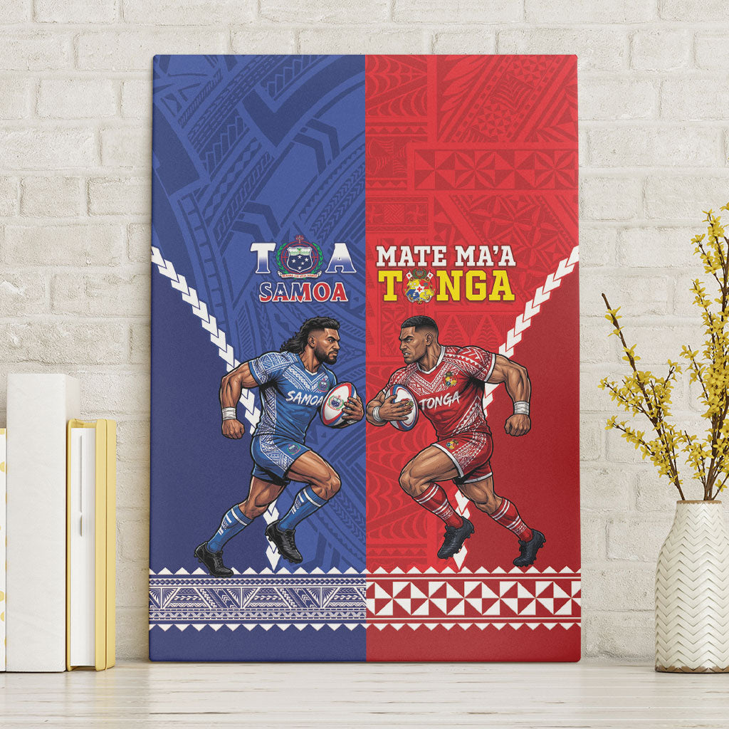 Toa Samoa Mate Ma'a Tonga Rugby Together Canvas Wall Art LT14 Without Frame Multicolor - Polynesian Pride