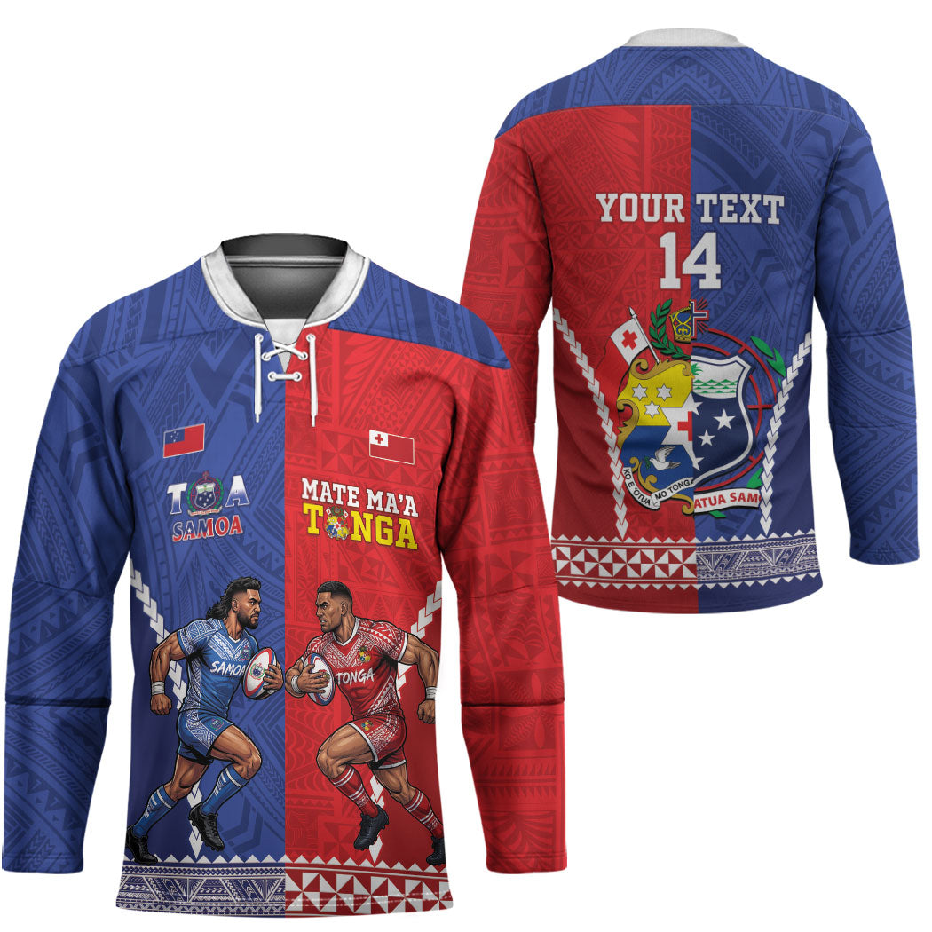 Toa Samoa Mate Ma'a Tonga Rugby Together Custom Hockey Jersey LT14 - Polynesian Pride