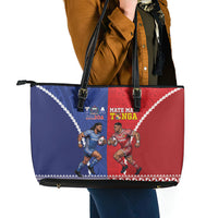 Toa Samoa Mate Ma'a Tonga Rugby Together Leather Tote Bag LT14 - Polynesian Pride