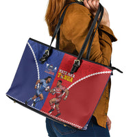 Toa Samoa Mate Ma'a Tonga Rugby Together Leather Tote Bag LT14 - Polynesian Pride