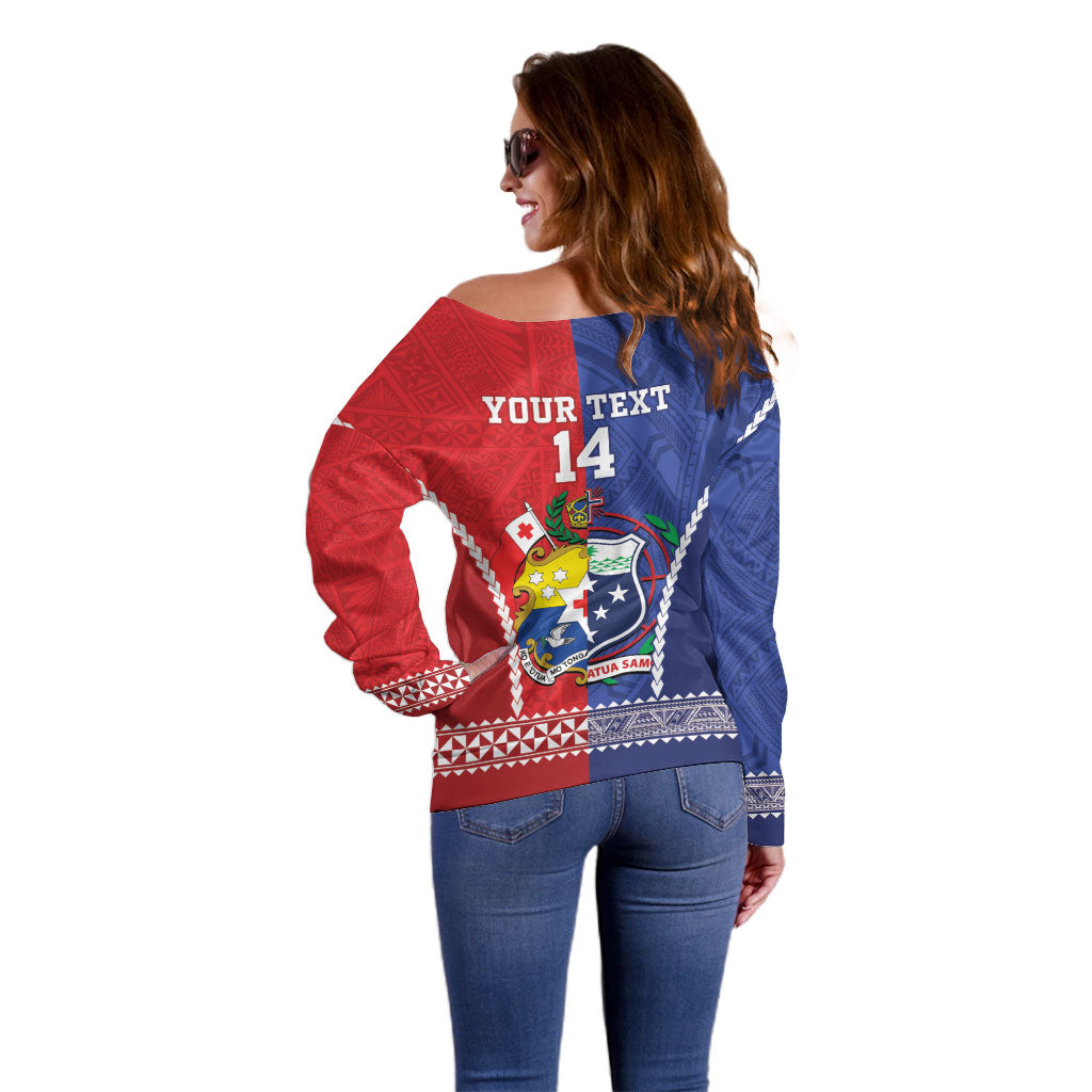 Toa Samoa Mate Ma'a Tonga Rugby Together Custom Off Shoulder Sweater LT14 - Polynesian Pride