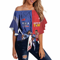 Toa Samoa Mate Ma'a Tonga Rugby Together Custom Off Shoulder Wrap Waist Top LT14 Multicolor - Polynesian Pride