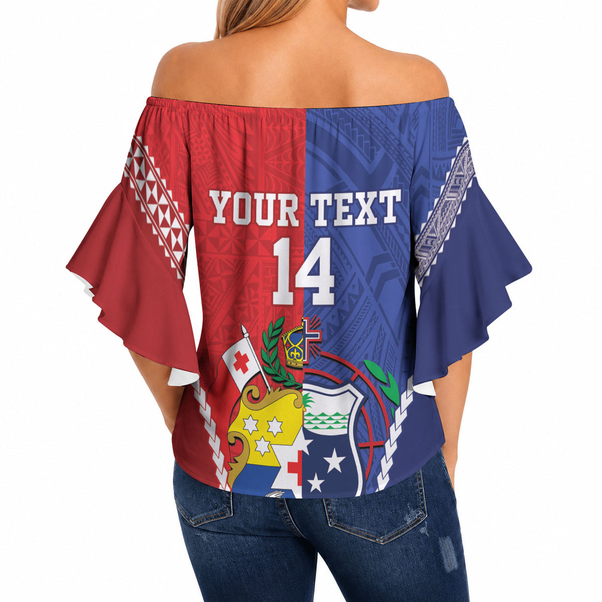 Toa Samoa Mate Ma'a Tonga Rugby Together Custom Off Shoulder Wrap Waist Top LT14 - Polynesian Pride