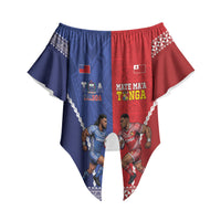Toa Samoa Mate Ma'a Tonga Rugby Together Custom Off Shoulder Wrap Waist Top LT14 - Polynesian Pride