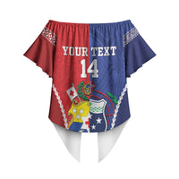 Toa Samoa Mate Ma'a Tonga Rugby Together Custom Off Shoulder Wrap Waist Top LT14 - Polynesian Pride